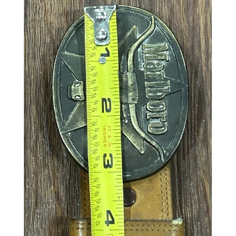 Vintage Marlboro 1987 Belt Buckle Solid Brass Philip Morris, Bechelli Lthr Belt - Picture 14 of 16